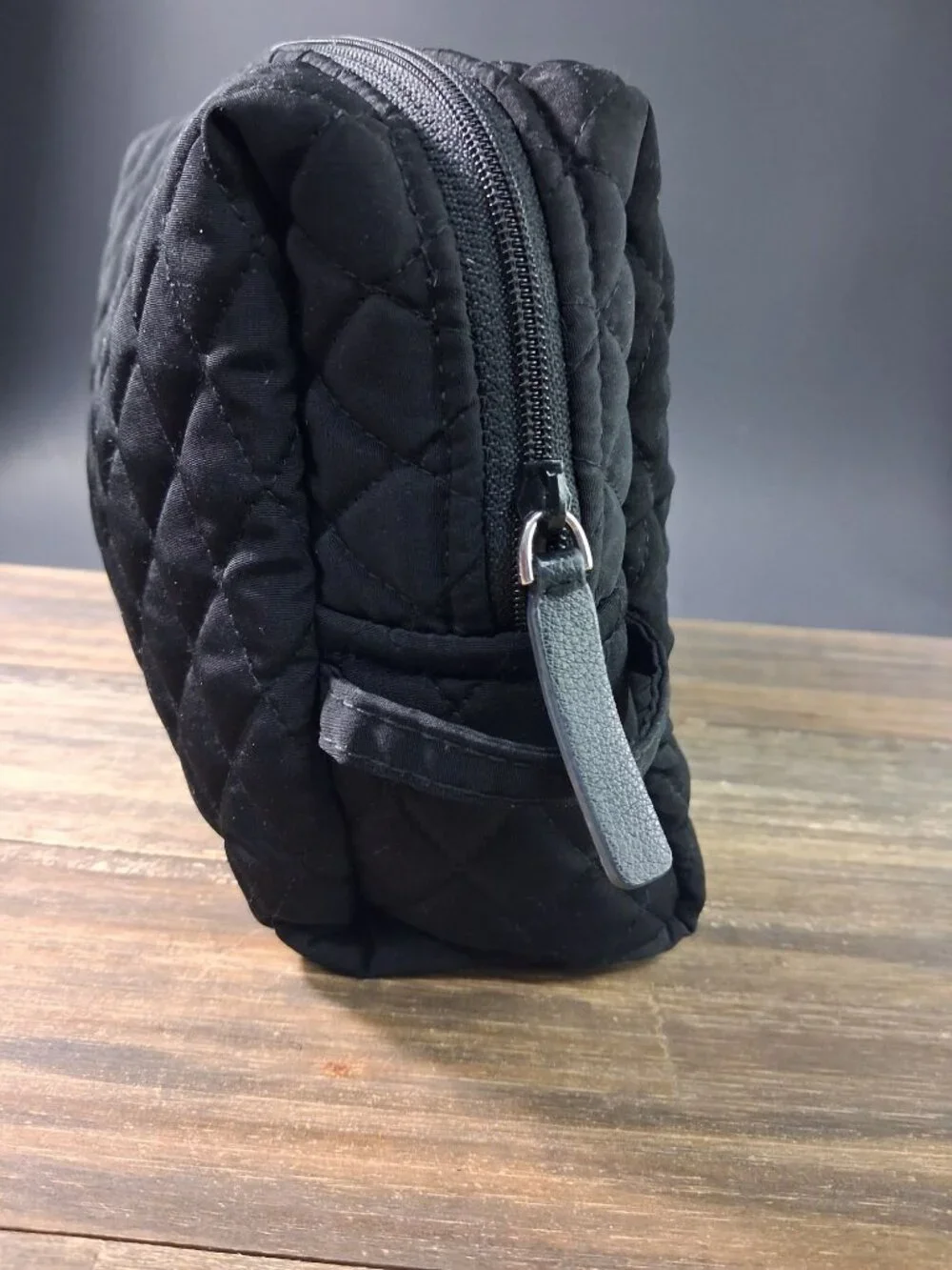 Vera Bradley Makeup Bag Black Quilted Cotton Cosmetic Pouch Travel
